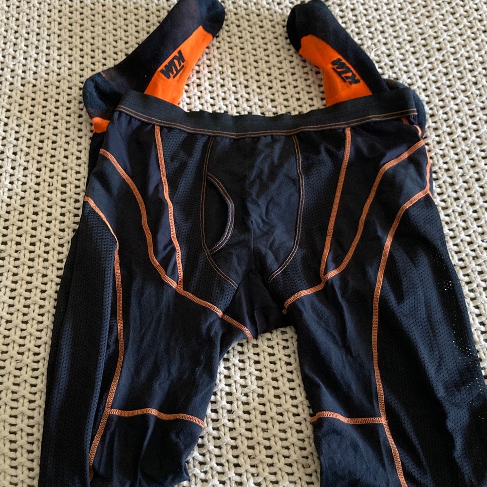 KTM Orange and Black Under Riding Athletic Pants with Feet/Socks Size XL
